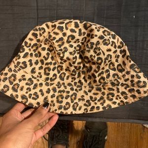 A leopard print bucket hat